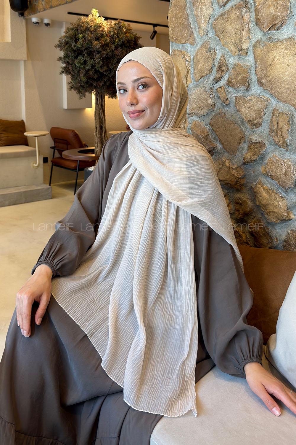 Lamelif  Müslin Krinkıl Şal Bej