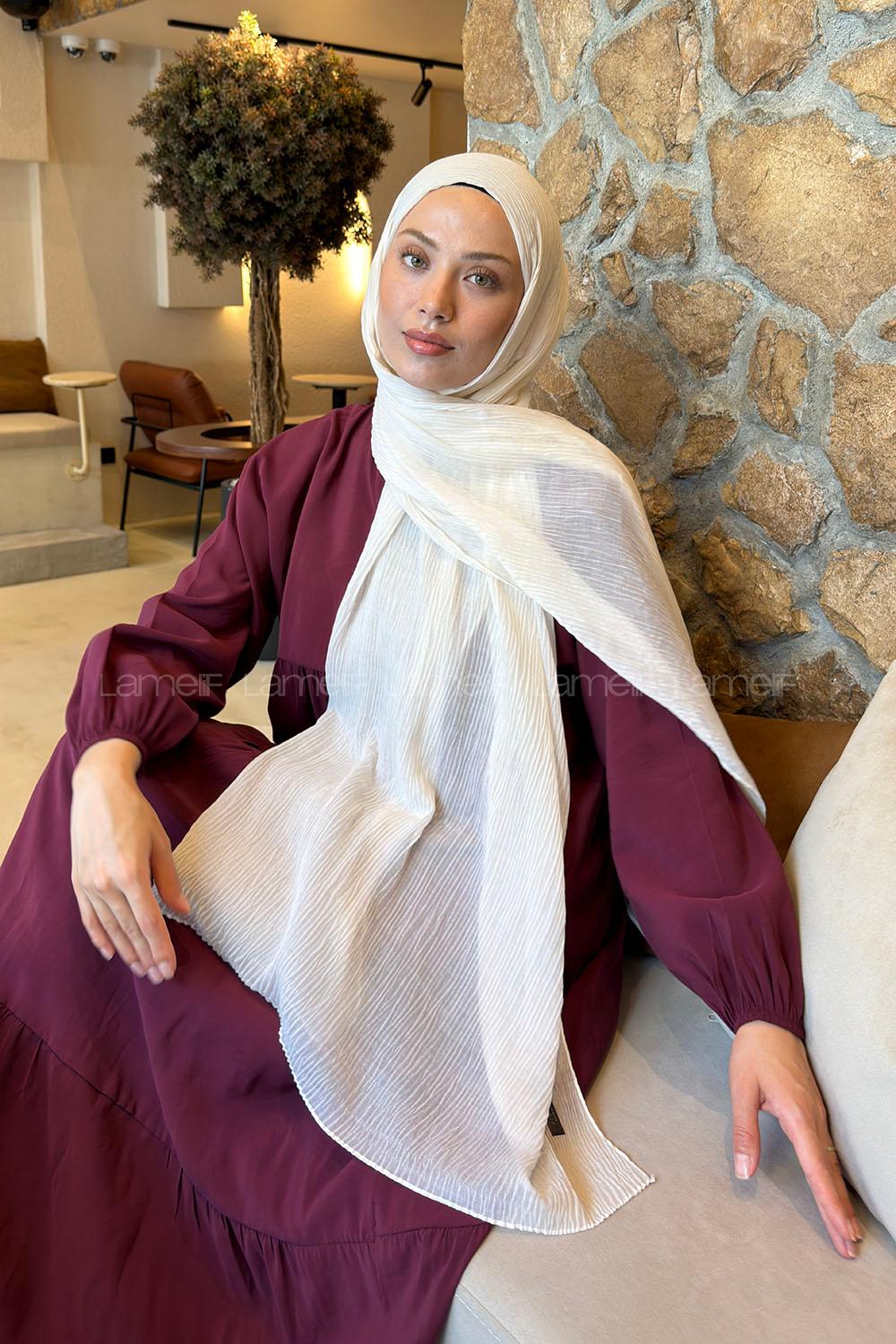 Lamelif  Müslin Krinkıl Şal Ekru