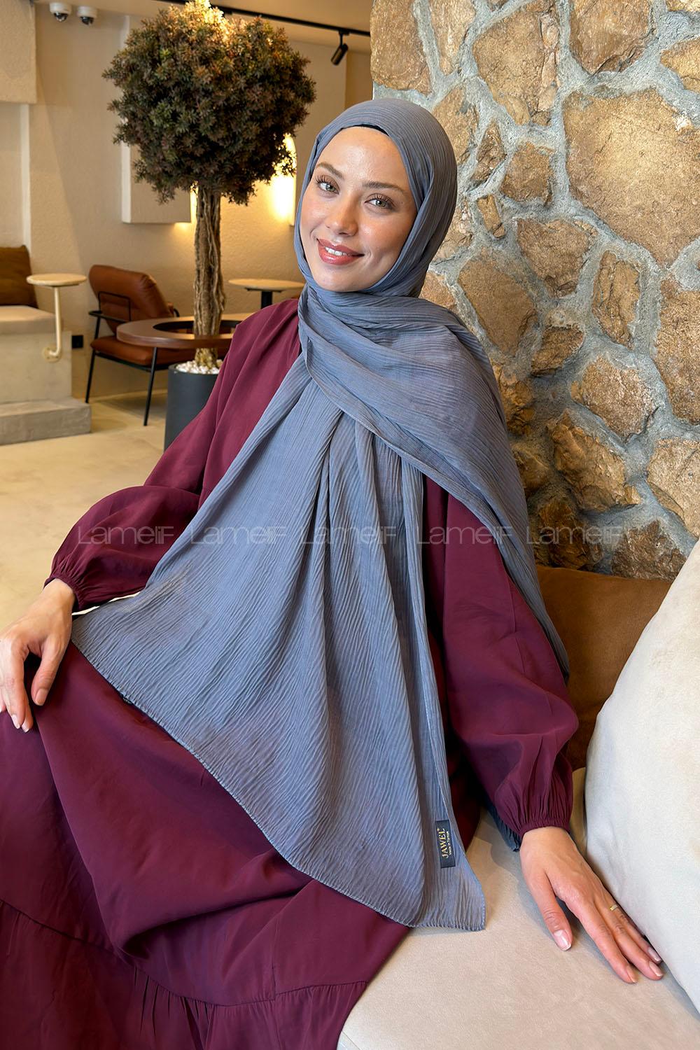 Lamelif  Müslin Krinkıl Şal Füme