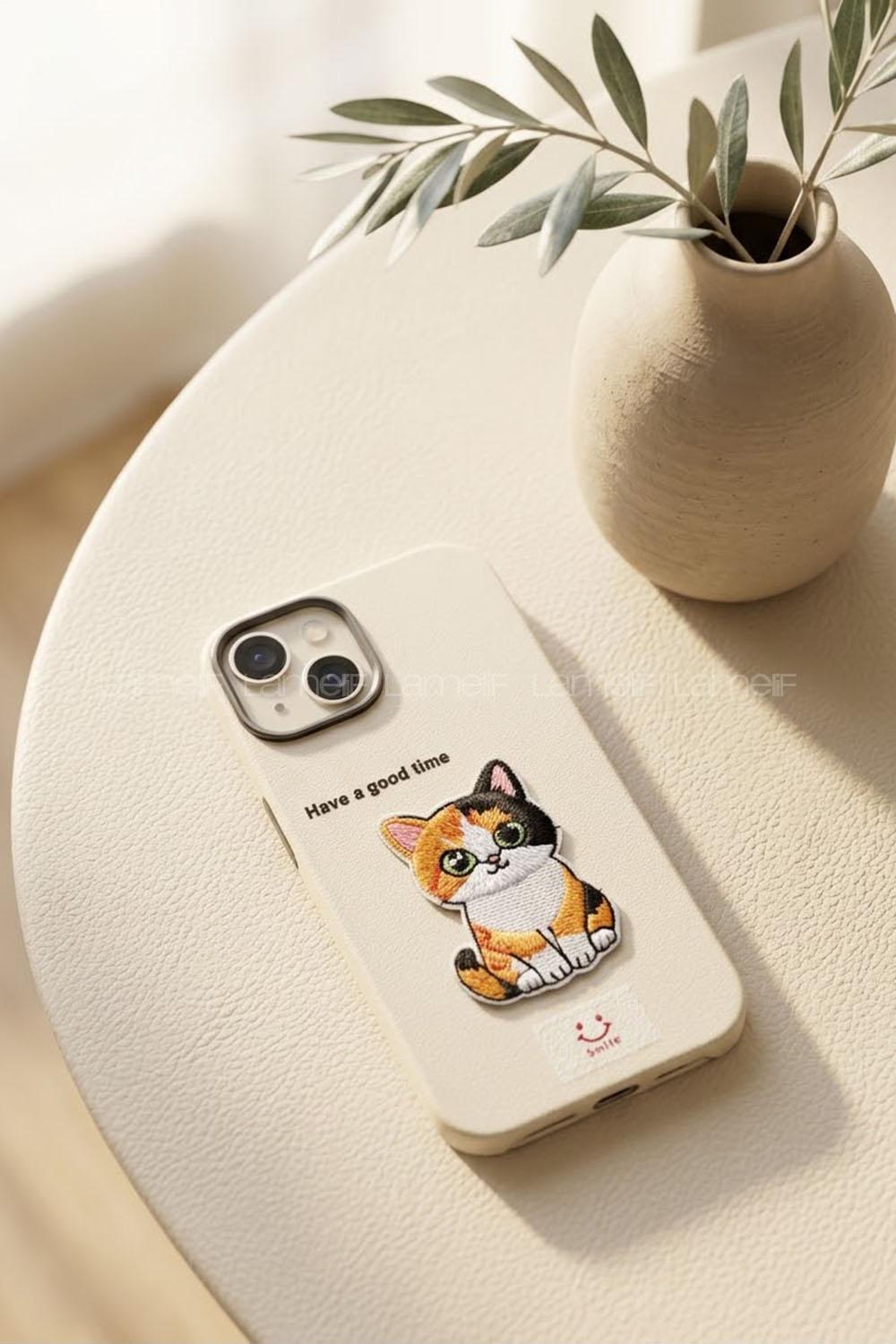 Lamelif iPhone13-14 Özel Tasarım Telefon Kılıfı Soft Bej Renk