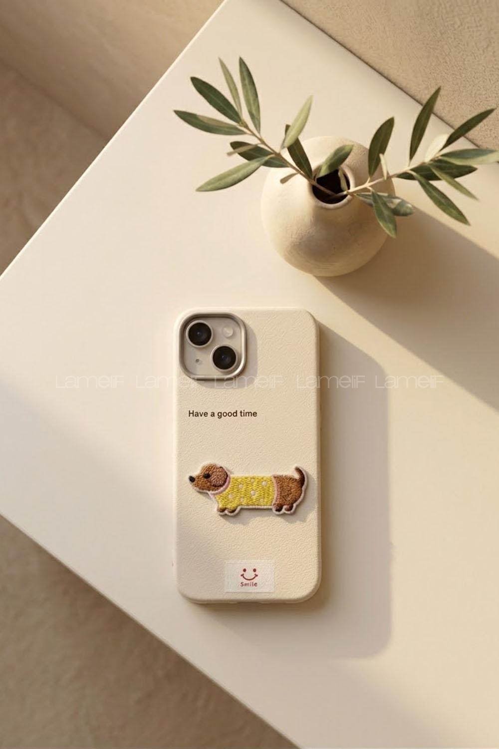 Lamelif iPhone 15 Özel Tasarım Telefon Kılıfı Soft Bej Renk