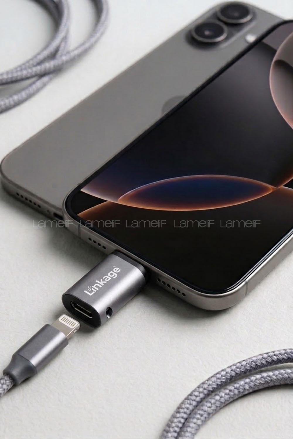 Lamelif iPhone 7 ve 14 Pro max arası ince uçlu Şarj aletini Yeni Nesil Type-c Girişe Çeviren Dönüştürücü Adaptör