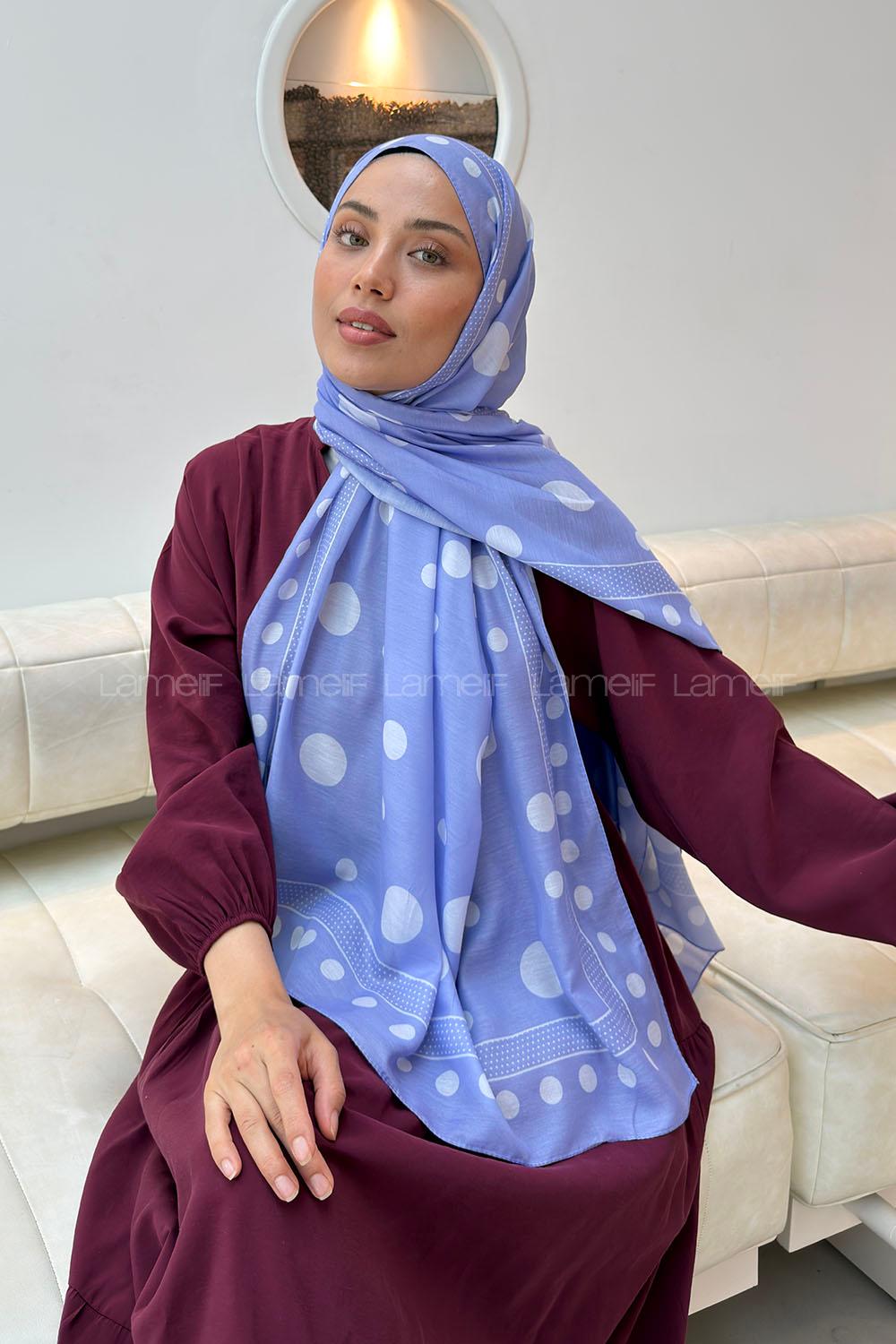 Lamelif Puantiye Desen Soft Şal Lila