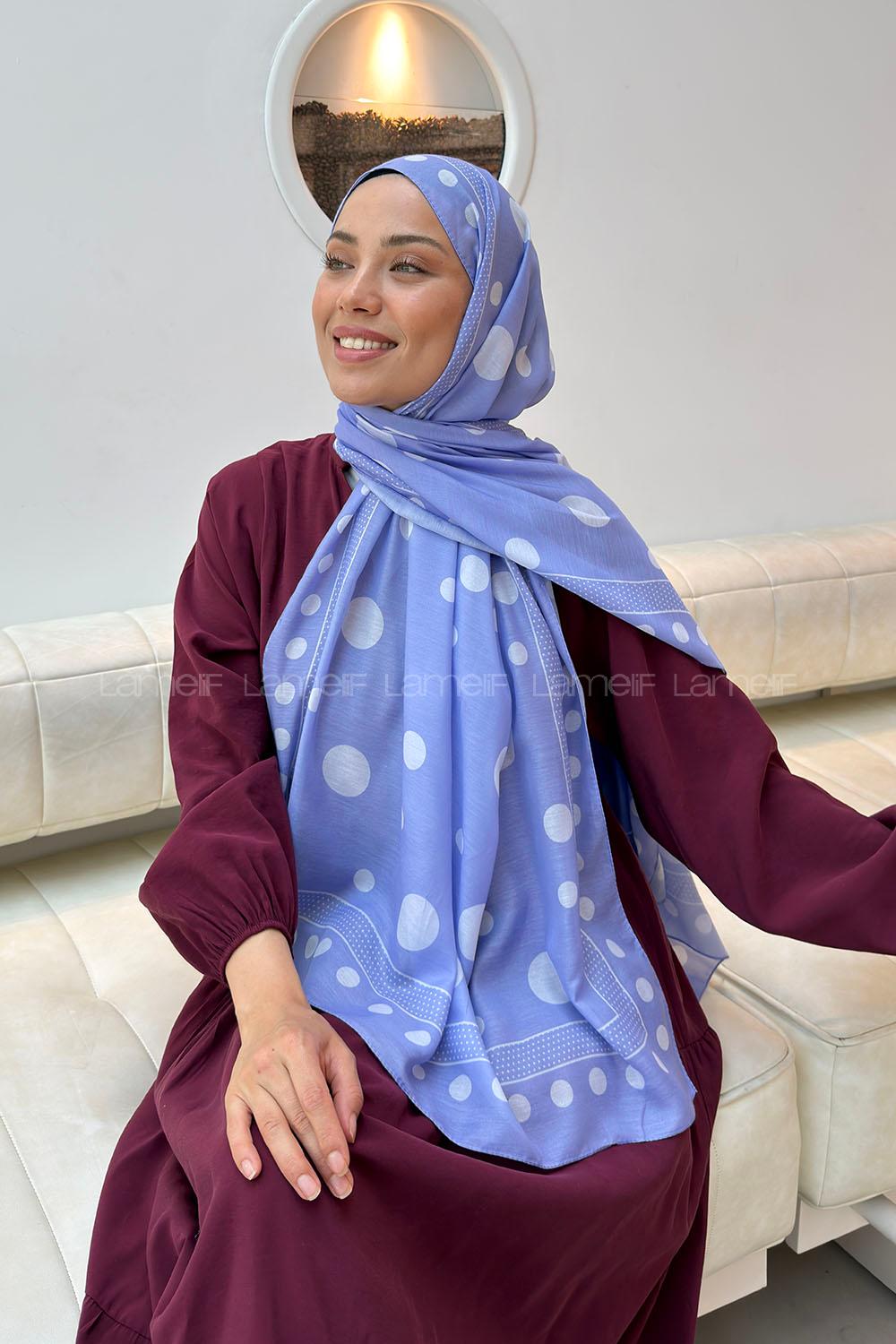 Lamelif Puantiye Desen Soft Şal Lila