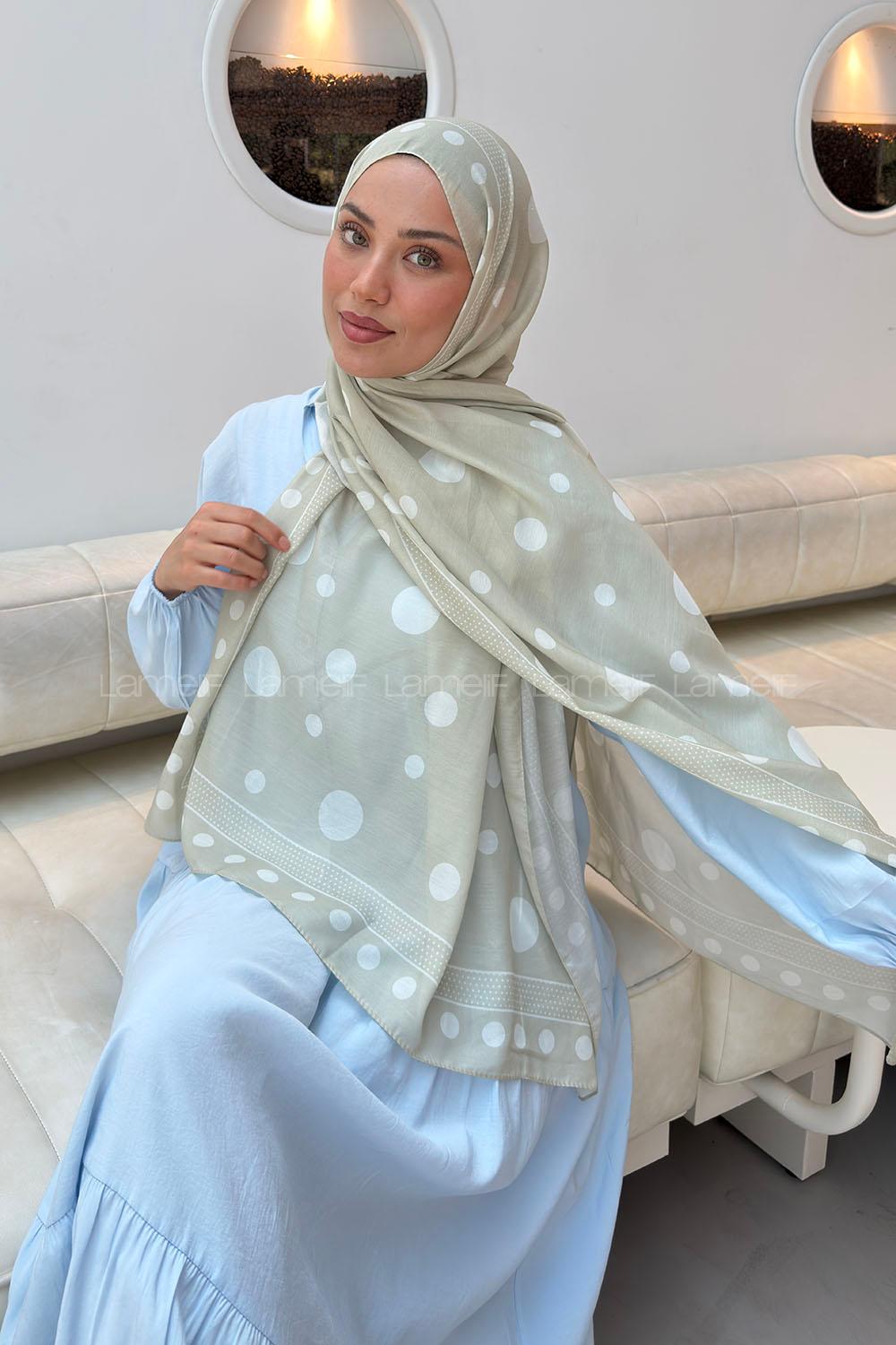 Lamelif Puantiye Desen Soft Şal Mint Yeşili