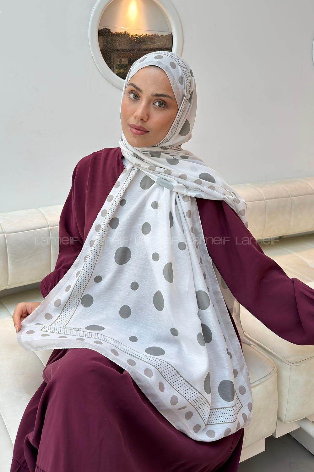 Lamelif Puantiye Desen Soft Şal Taş