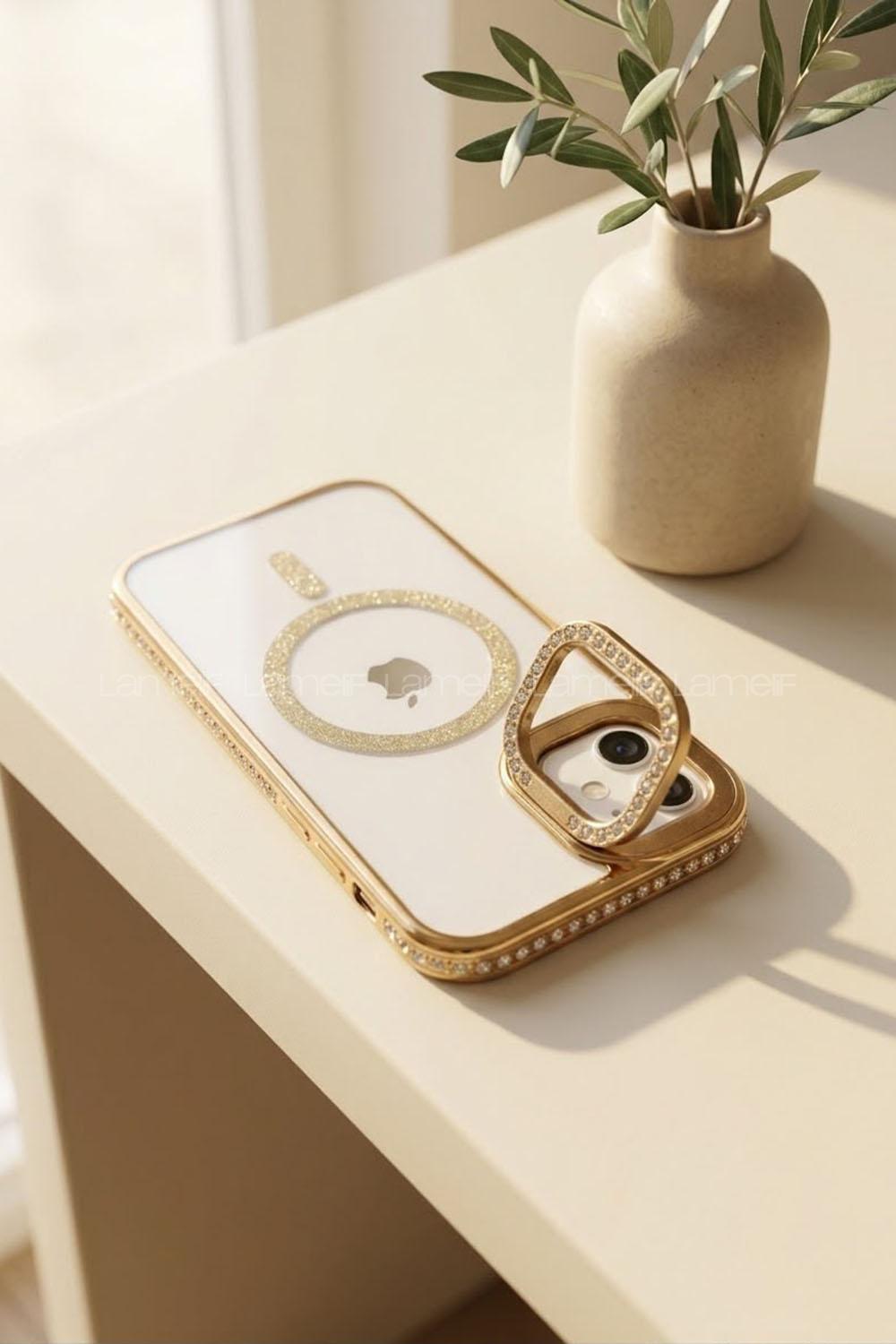 Lamelif iPhone 11 Standlı Simli Premium Telefon Kılıfı