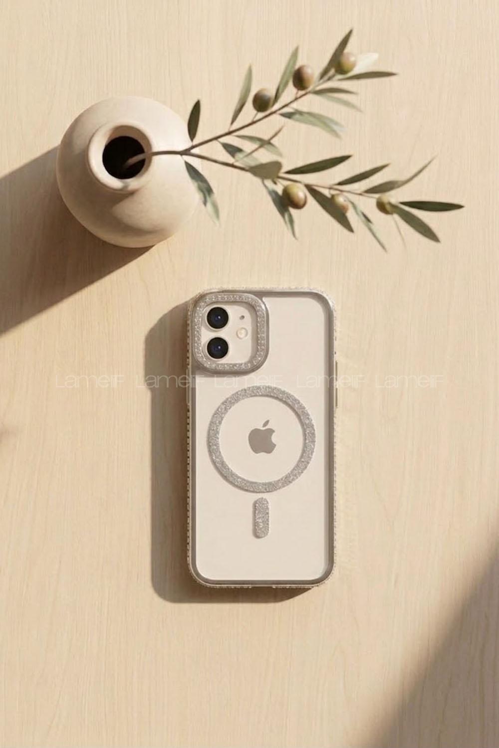 Lamelif iPhone 11 Standlı Simli Premium Telefon Kılıfı