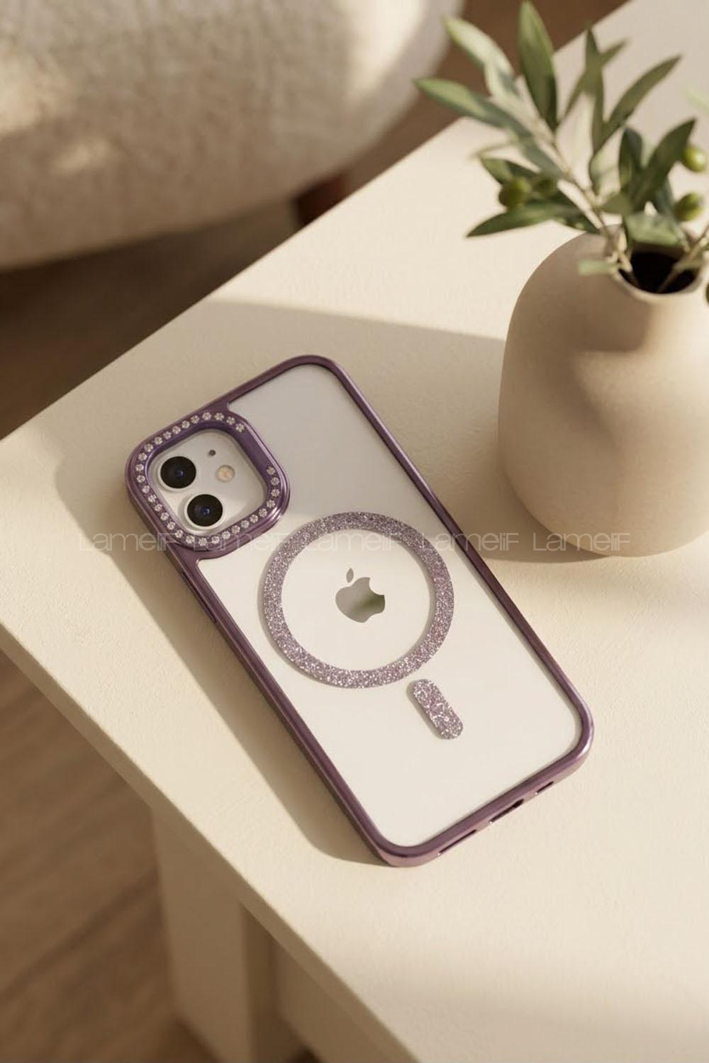 Lamelif iPhone 11 Standlı Simli Premium Telefon Kılıfı