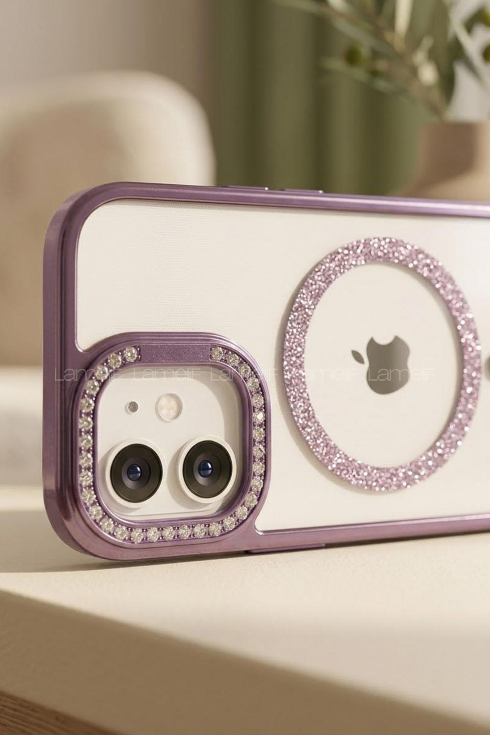 Lamelif iPhone 11 Standlı Simli Premium Telefon Kılıfı