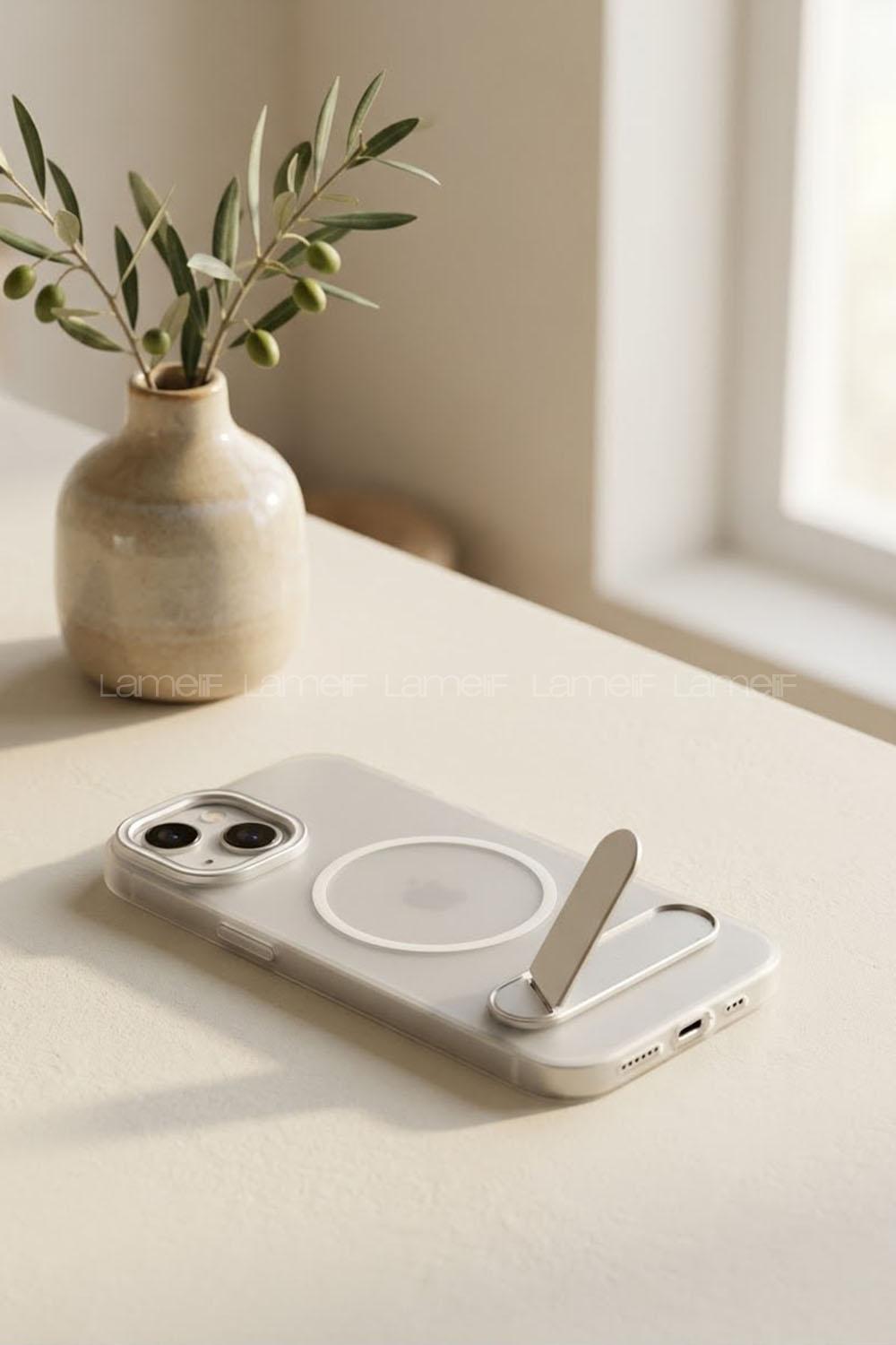 Lamelif iPhone 15 Premium Mona Standlı Magsafe Kılıf