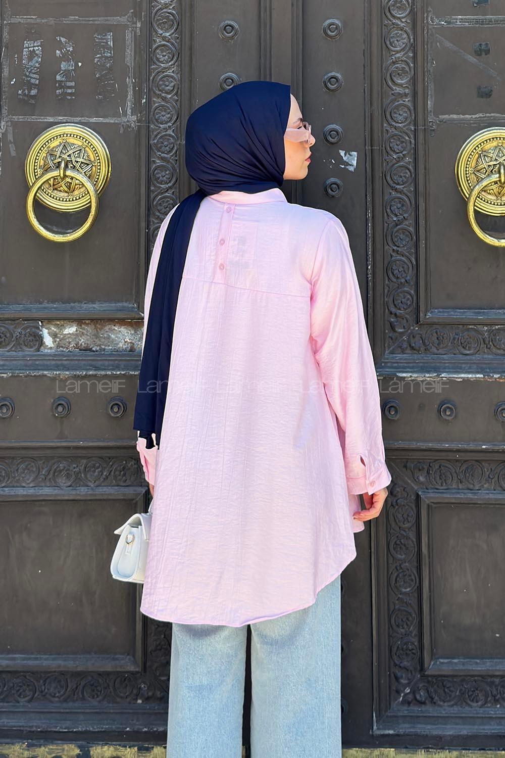 Lamelif Roba Detaylı Gömlek Pembe