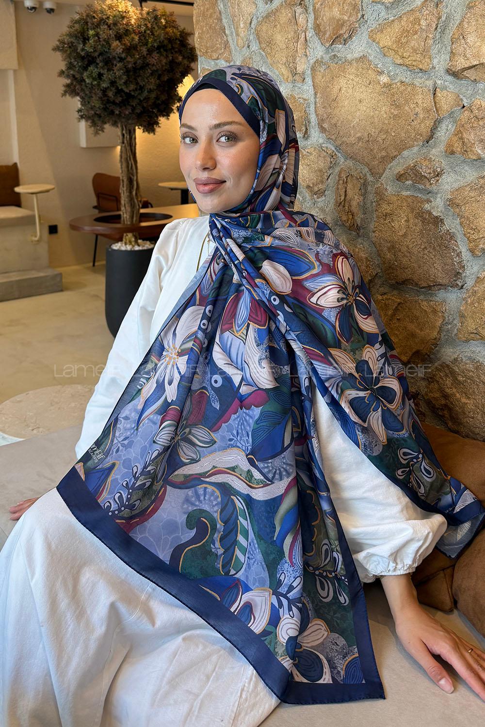Lamelif Çiçek Desen Lara Soft Şal Rengarenk