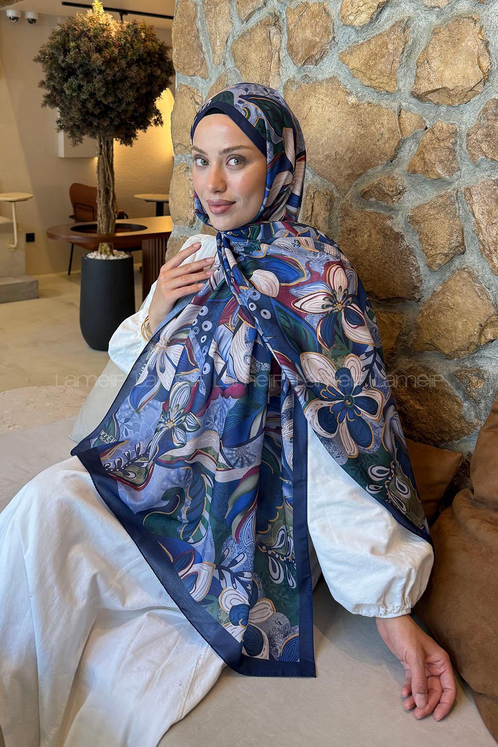 Lamelif Çiçek Desen Lara Soft Şal Rengarenk