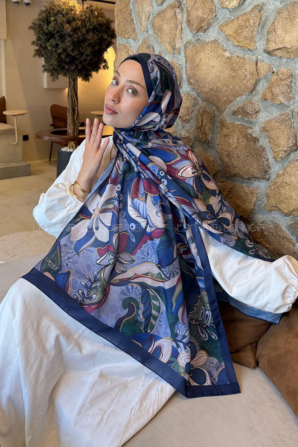 Lamelif Çiçek Desen Lara Soft Şal Rengarenk