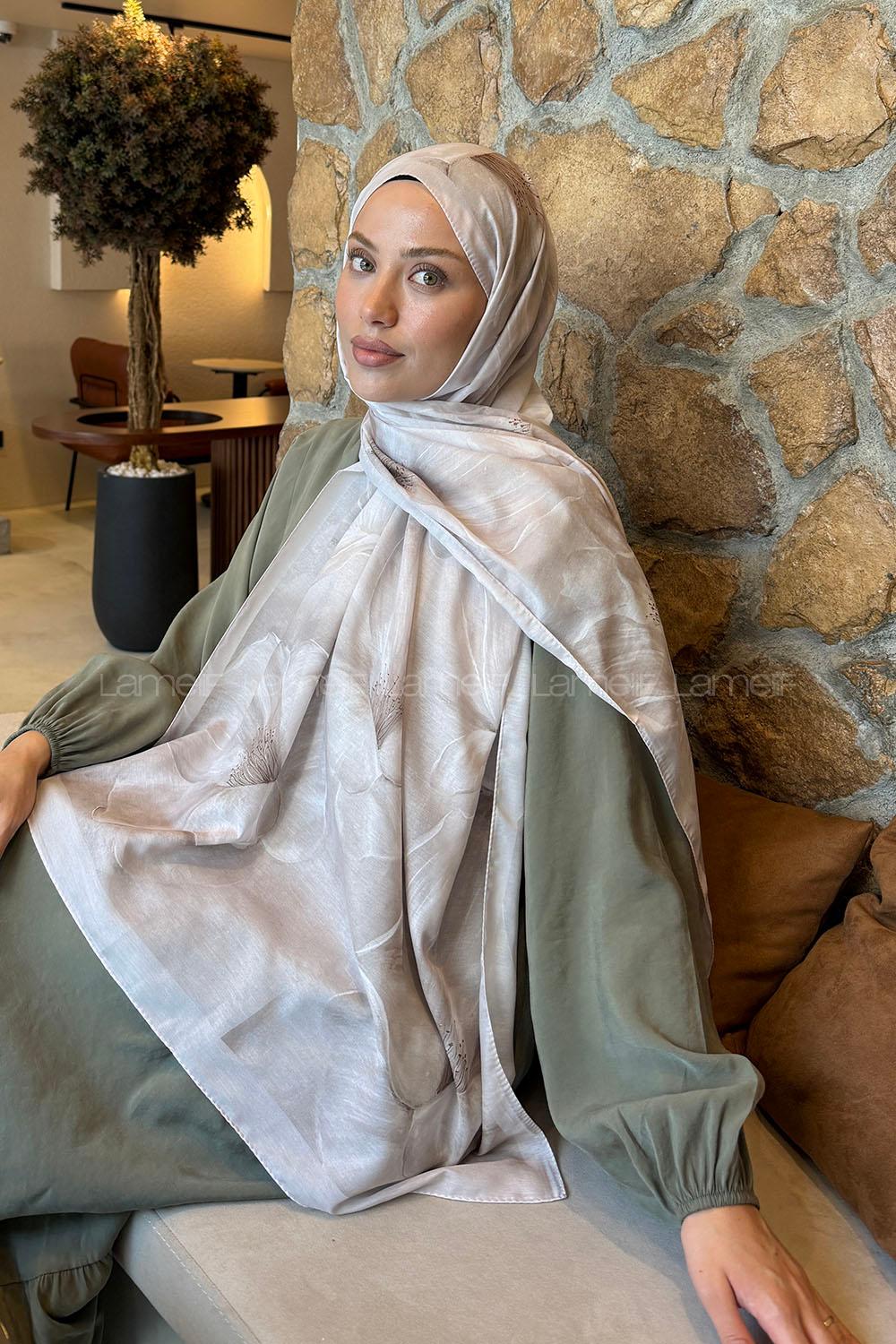 Lamelif Çiçek Desen Lara Soft Şal Taş