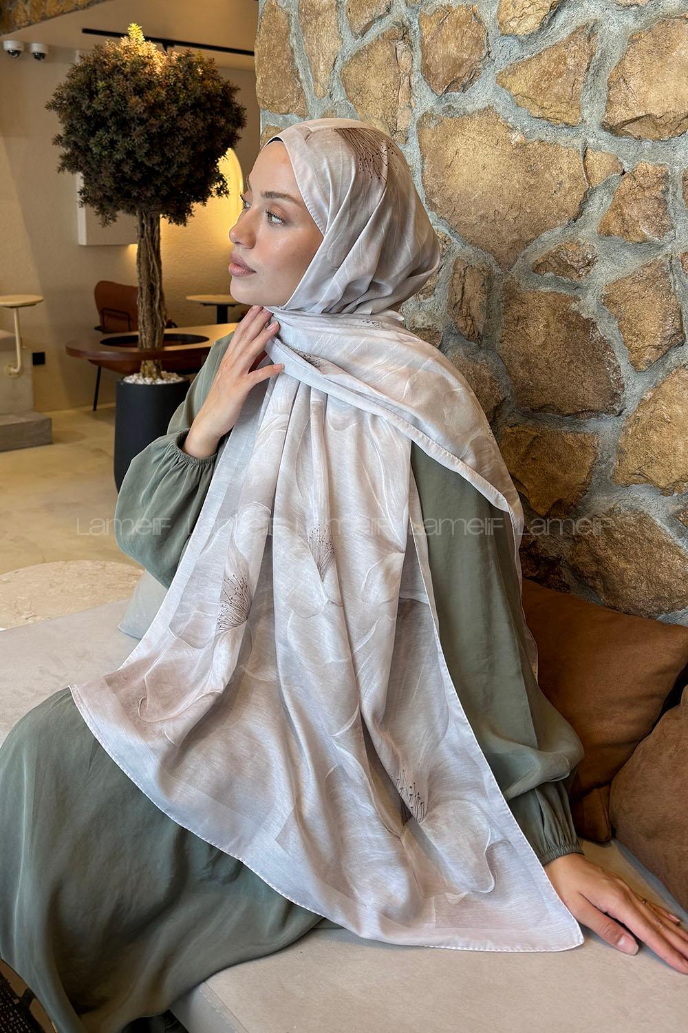Lamelif Çiçek Desen Lara Soft Şal Taş