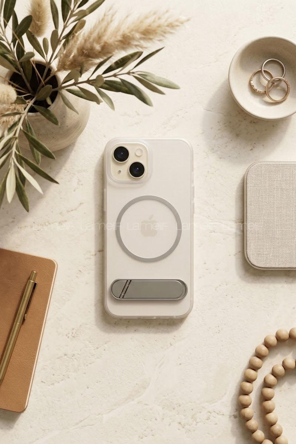 Lamelif iPhone 15 Premium Mona Standlı Magsafe Kılıf