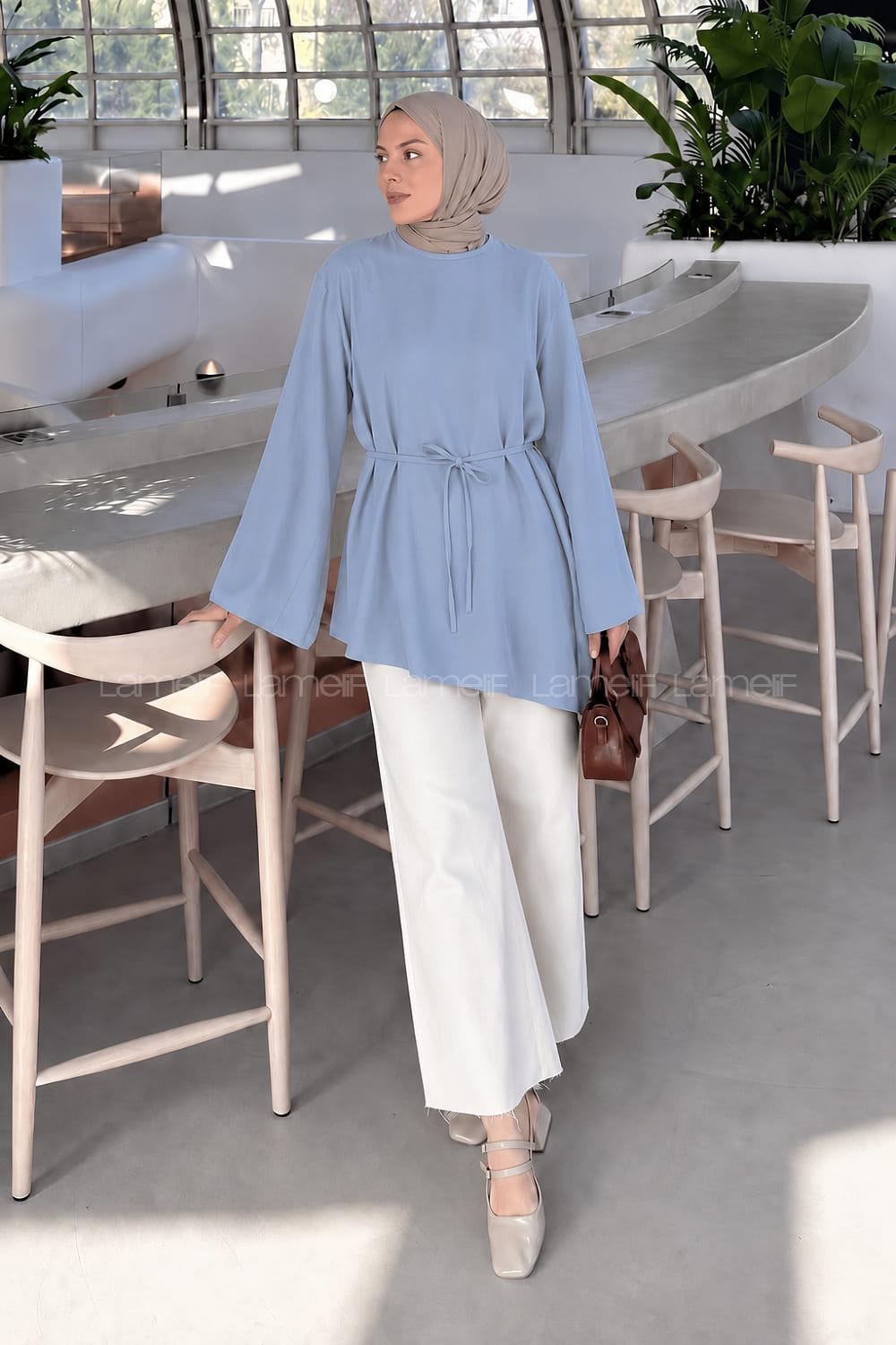 Baby Blue Crew Neck Long Arm Ayrobin Shirt