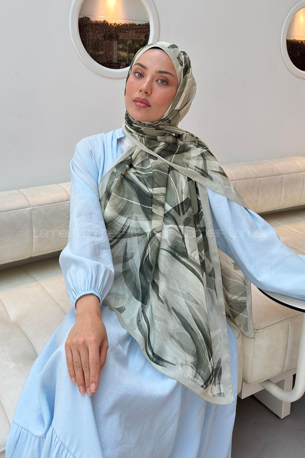 Mint Green Cotton Fabric Flowering Shawl