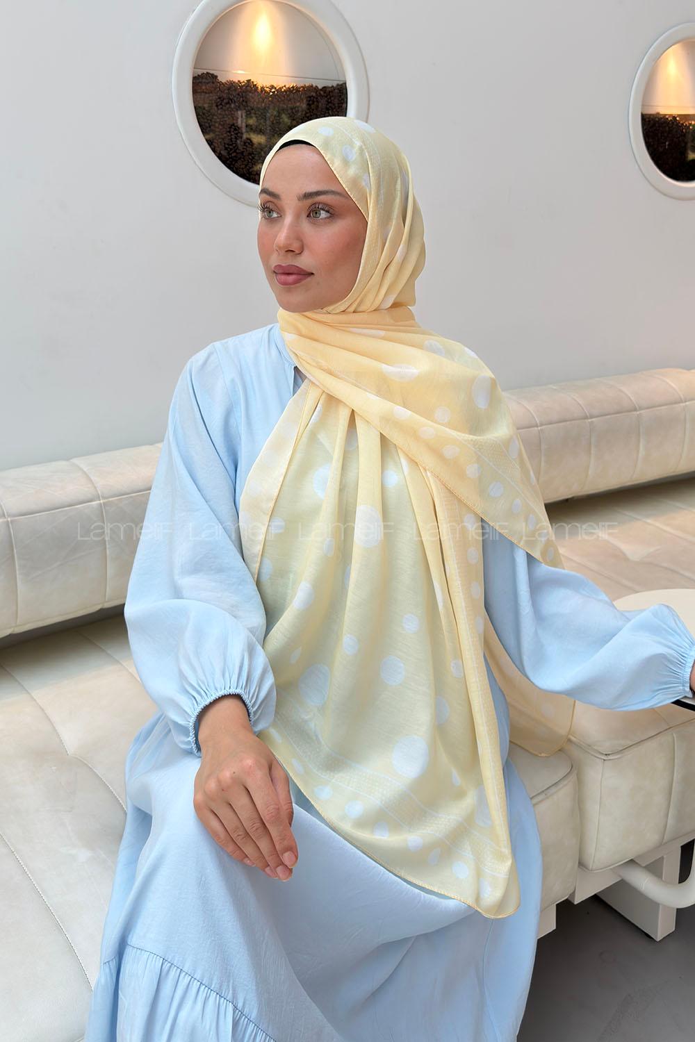 Lamelif Puantiye Desen Soft Şal Sarı