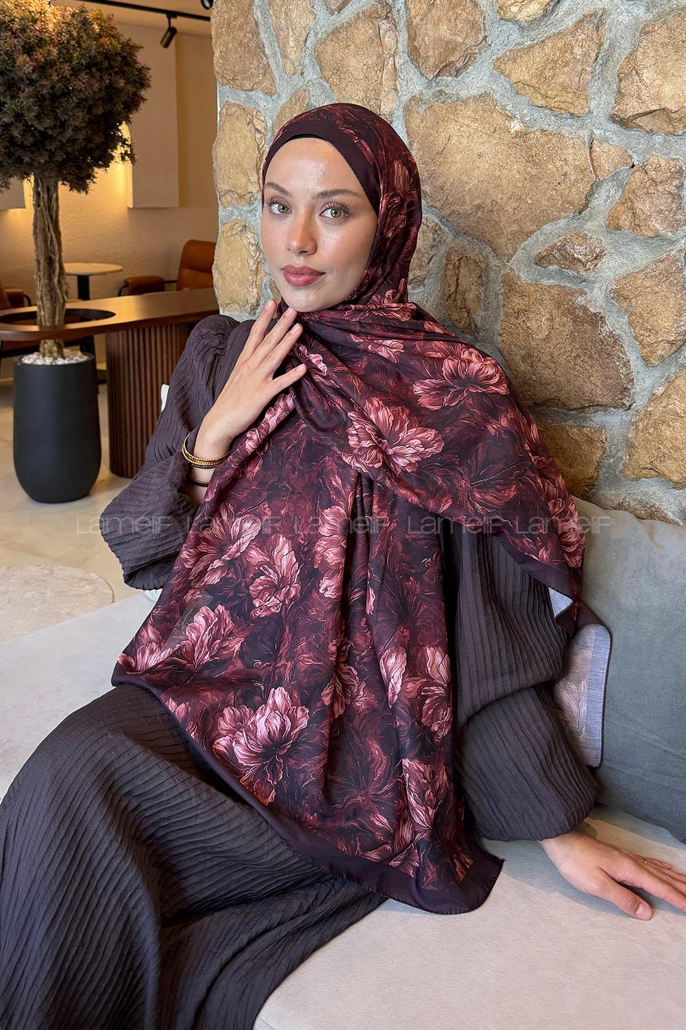 Desen Lara Soft Şal Bordo