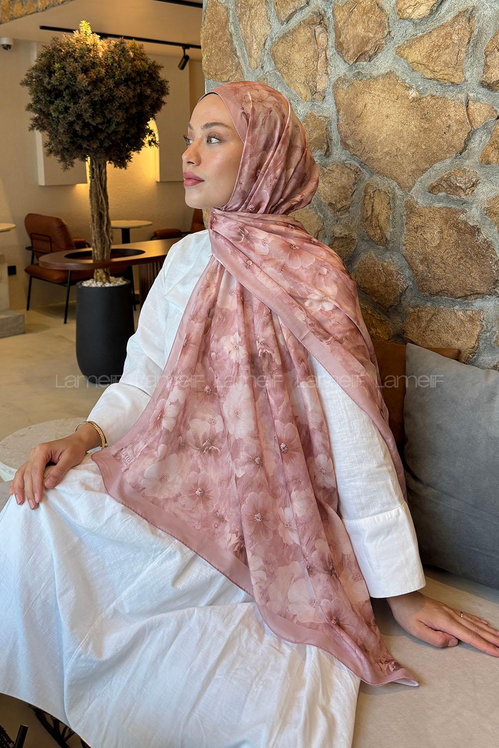 Lamelif Flower Desen Lara Soft Şal Soft Gül