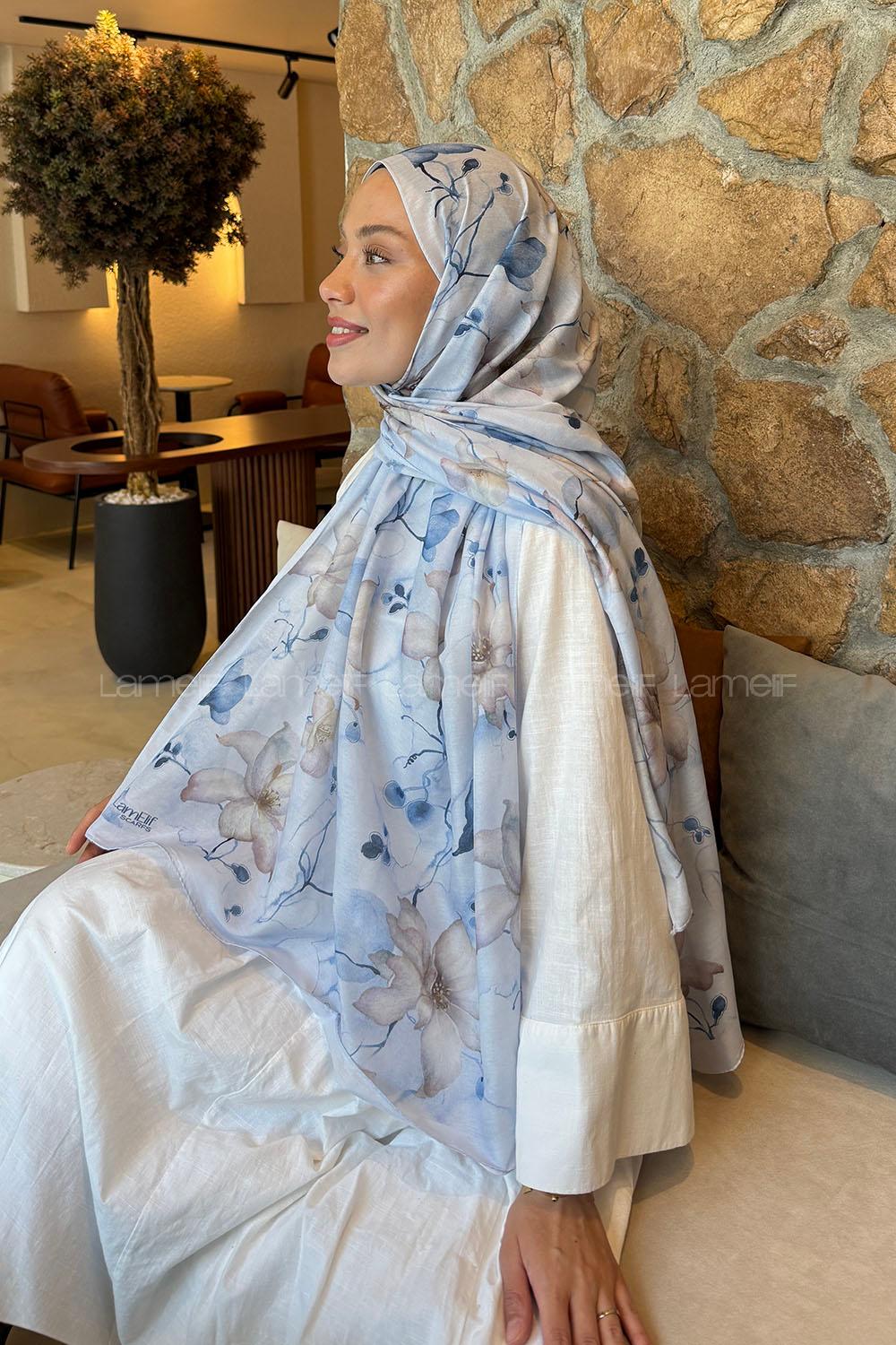 Lamelif Manolya Desen Lara Soft Şal Bebe Mavi