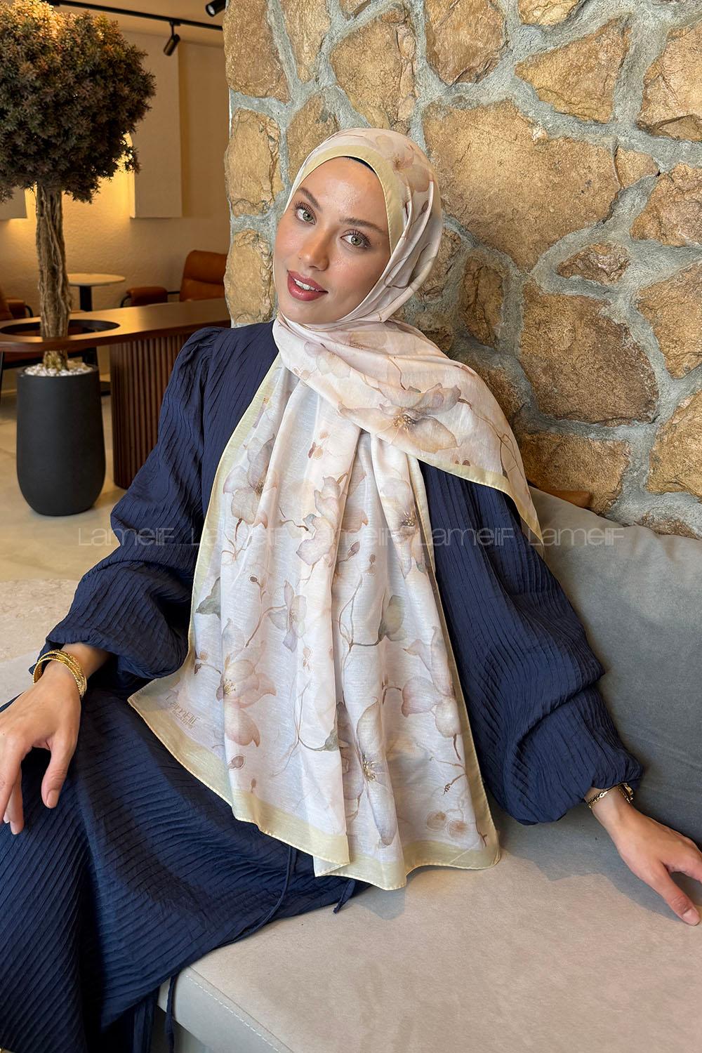 Lamelif Manolya Desen Lara Soft Şal Sarı