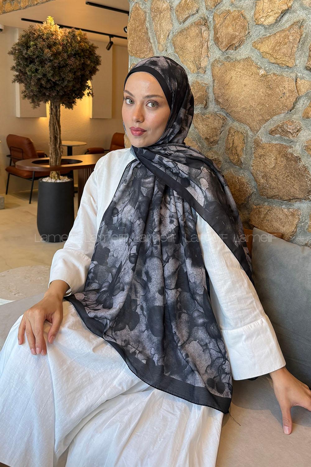 Lamelif Manolya Desen Lara Soft Şal Siyah