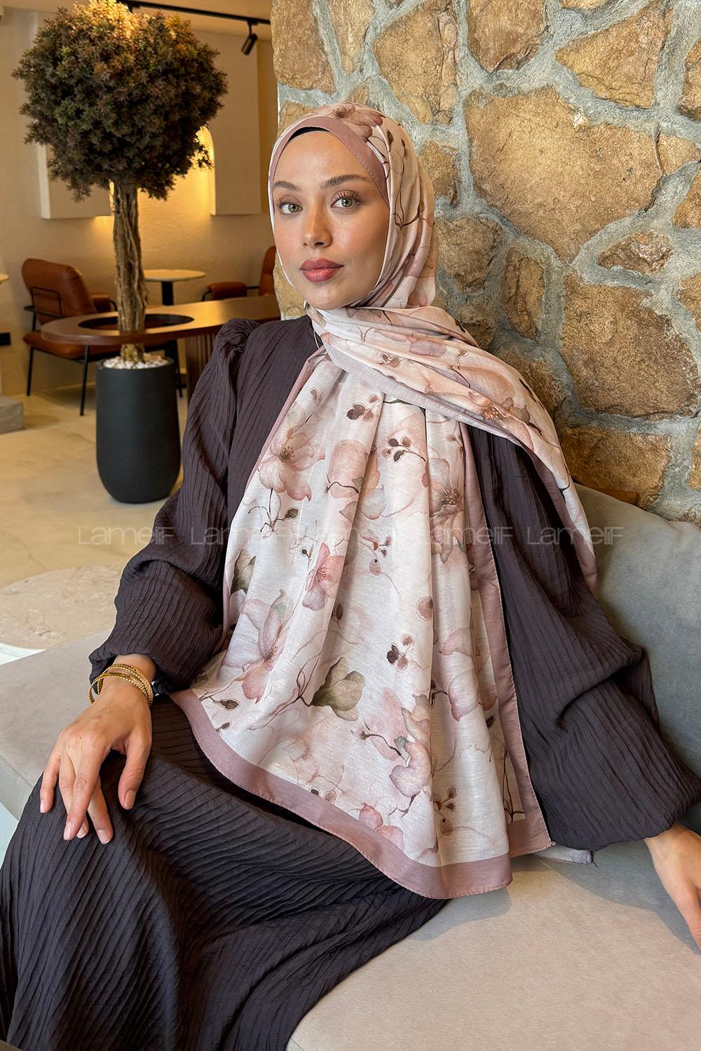 Lamelif Manolya Desen Lara Soft Şal Soft Gül