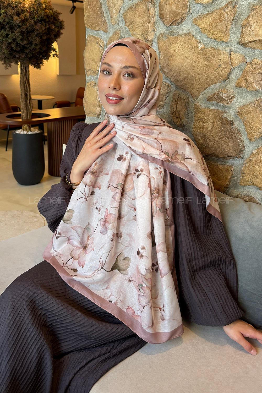 Lamelif Manolya Desen Lara Soft Şal Soft Gül