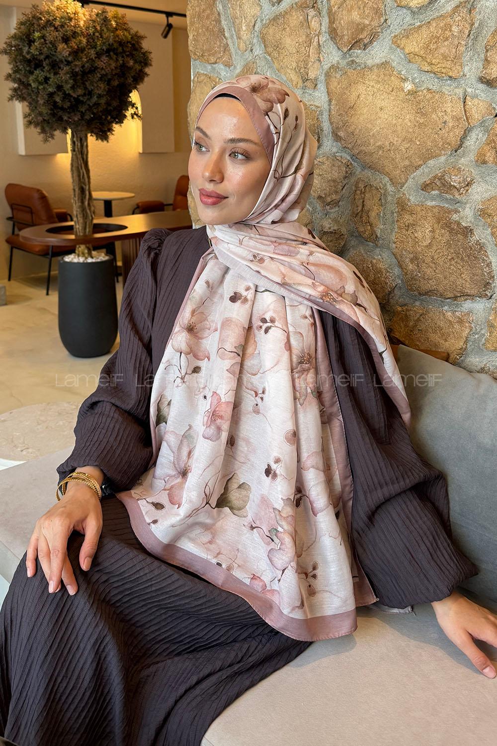 Lamelif Manolya Desen Lara Soft Şal Soft Gül