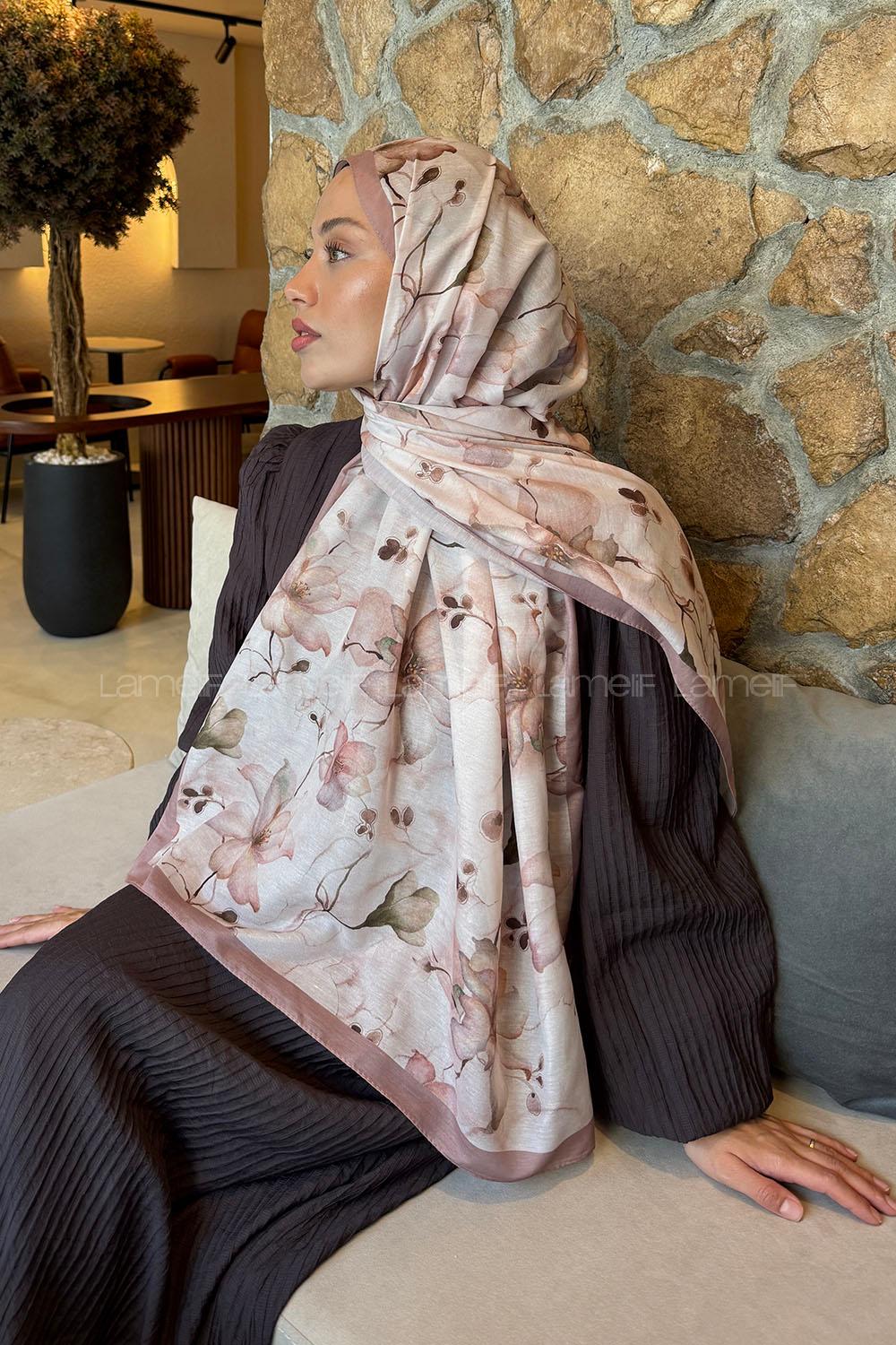 Lamelif Manolya Desen Lara Soft Şal Soft Gül