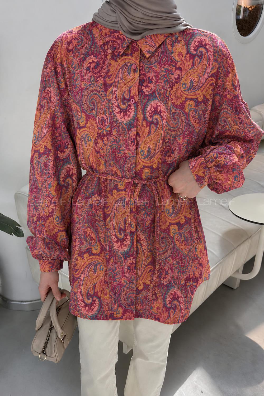 Tile Shirt Collar Long Arm Sandy Fabric Printed Shirt
