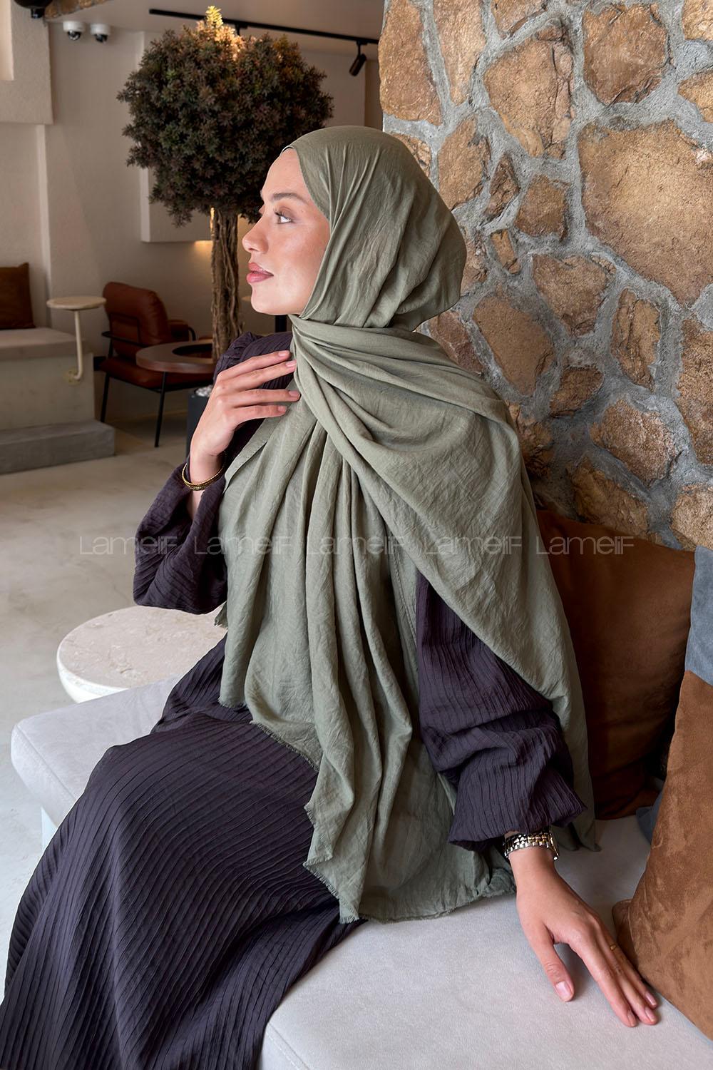 Army Green Cotton Fabric Straight Shawl