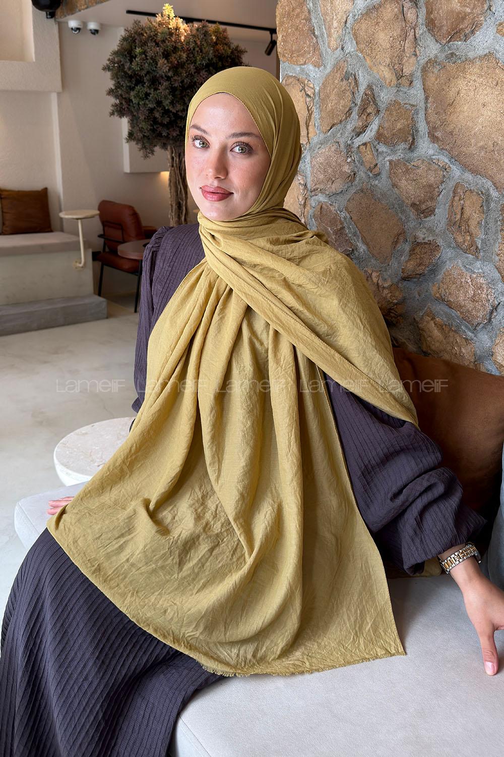 Oil Green Cotton Fabric Straight Shawl