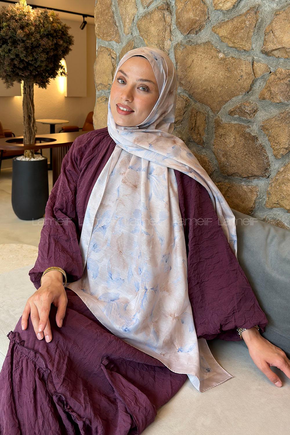 Lamelif Lale Desen Lara Soft Şal Taş