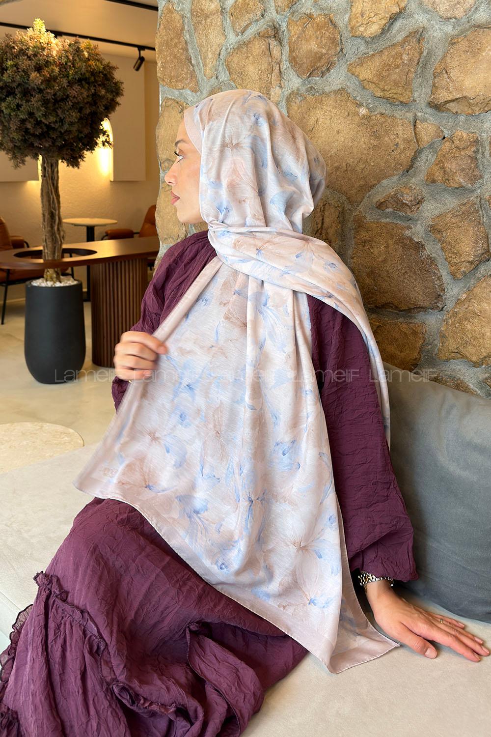 Lamelif Lale Desen Lara Soft Şal Taş