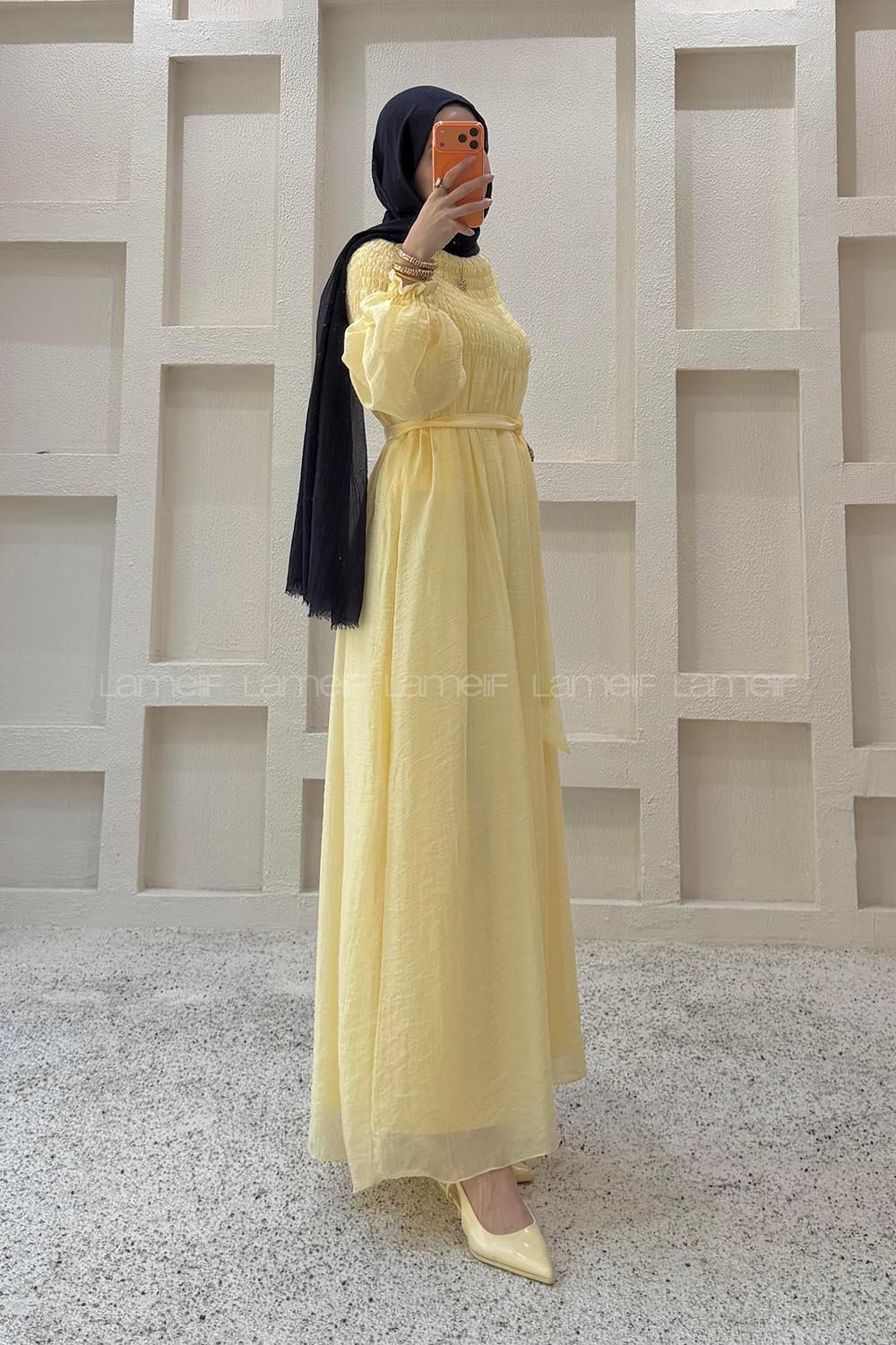 Yellow Mock Turtle Neck Unprinted Dresess