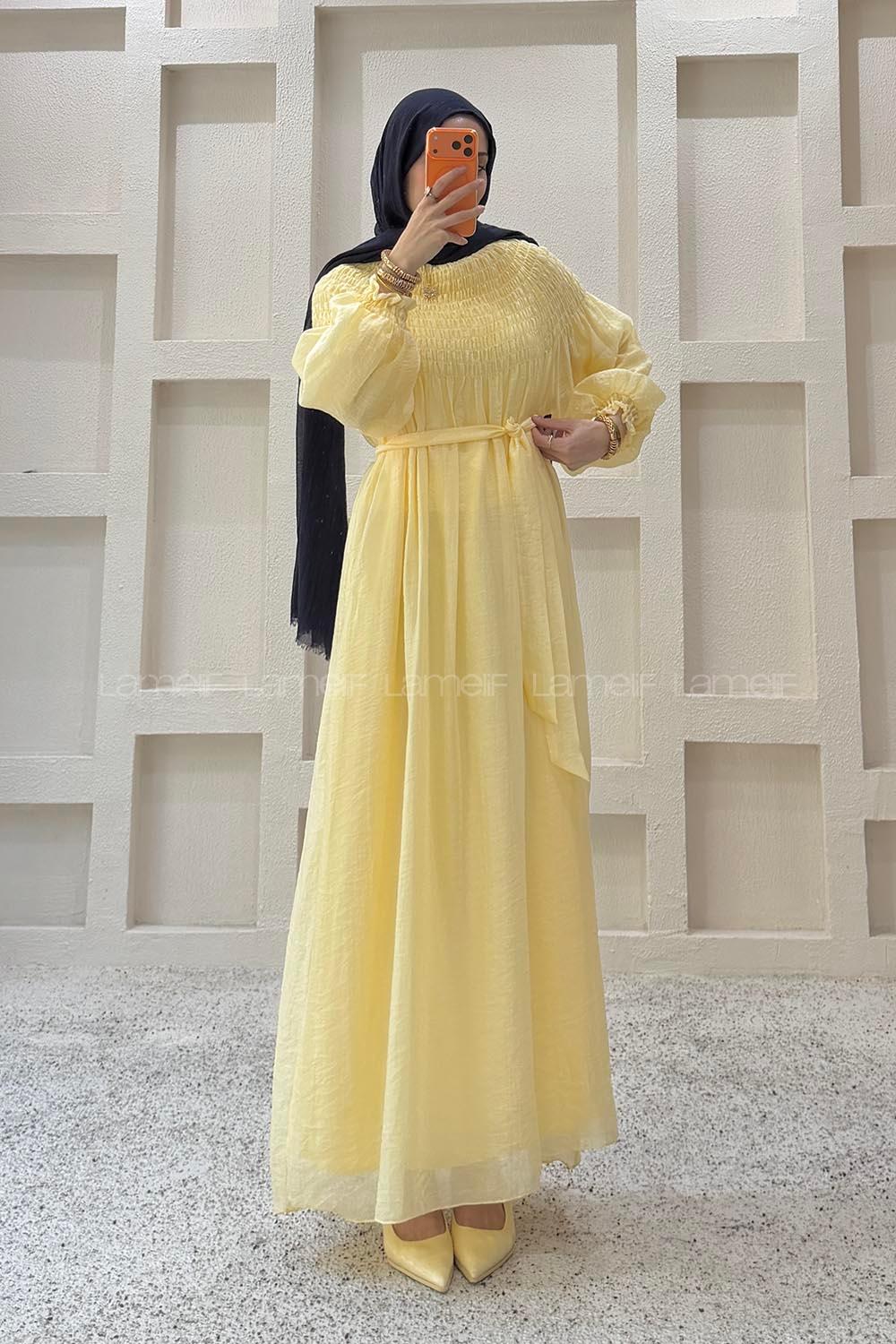 Yellow Mock Turtle Neck Unprinted Dresess