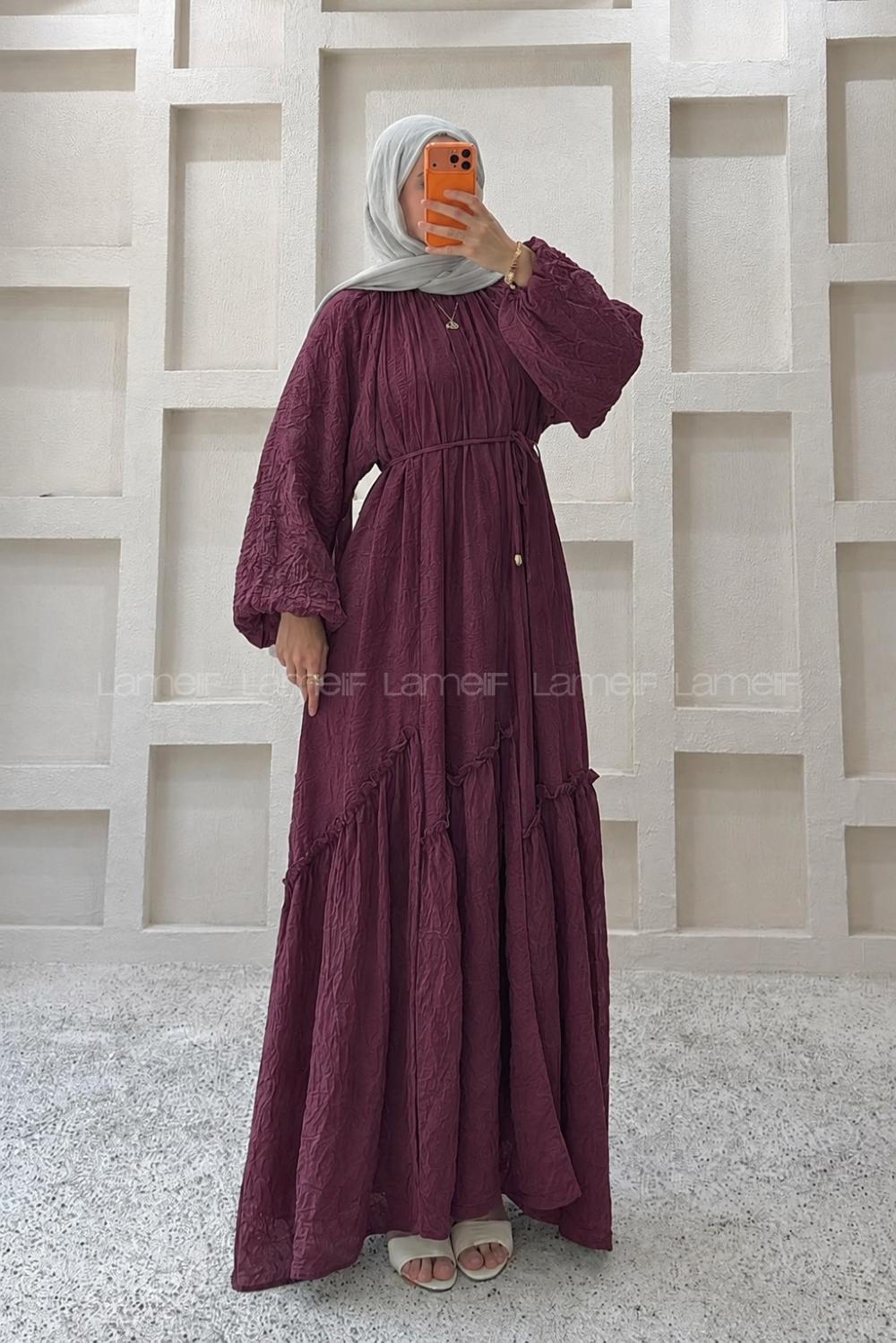 Claret Red Crew Neck Unprinted Dresess