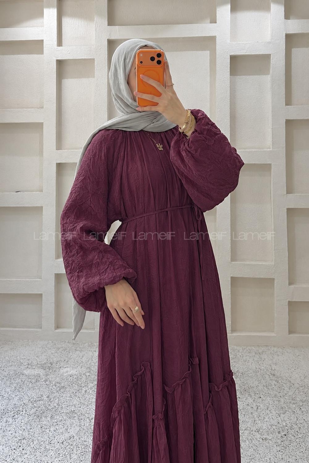 Claret Red Crew Neck Unprinted Dresess