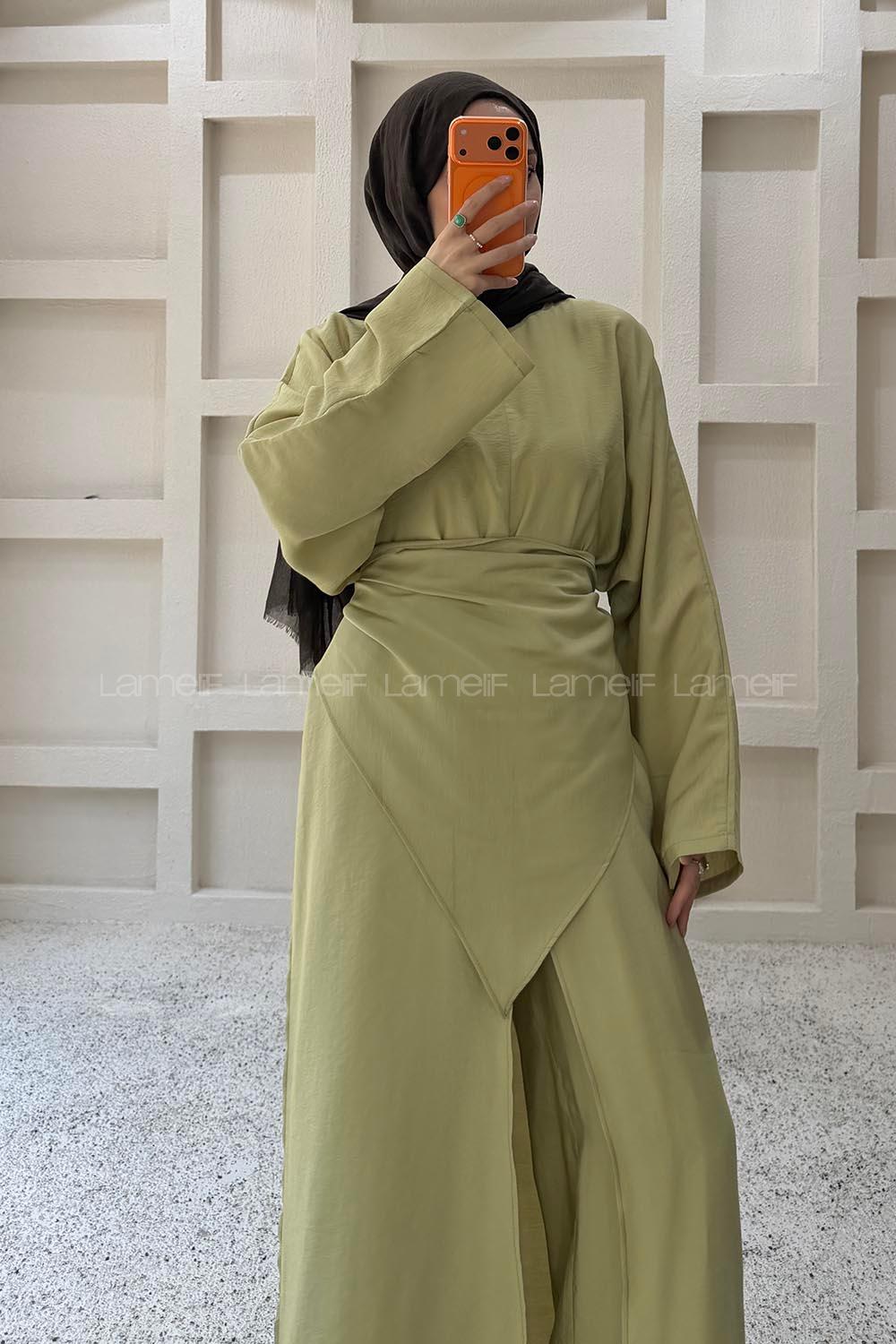 Plum Green Neckband Long Arm Cotton Regular Trousers Comfortable Suit