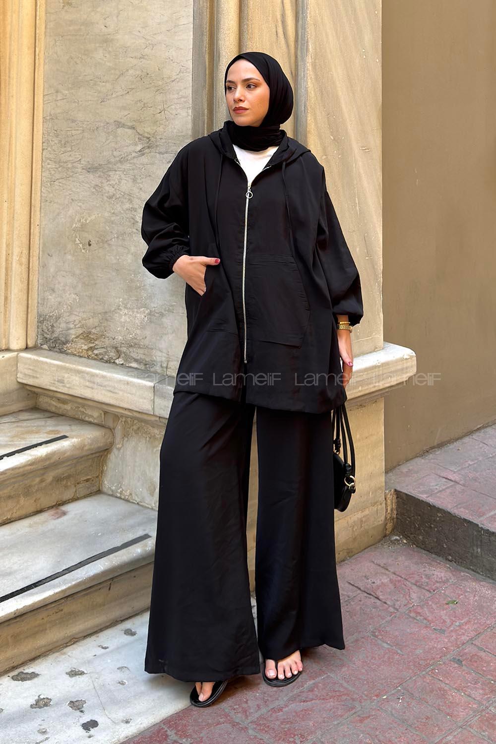 Lamelif Salaş Kesim Modal Spor İkili Takım Siyah