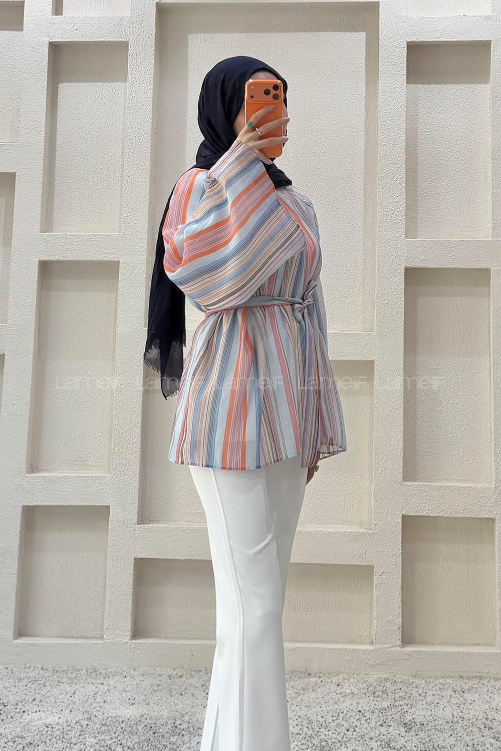 Blue Mandarin Collar Unprinted Tunic