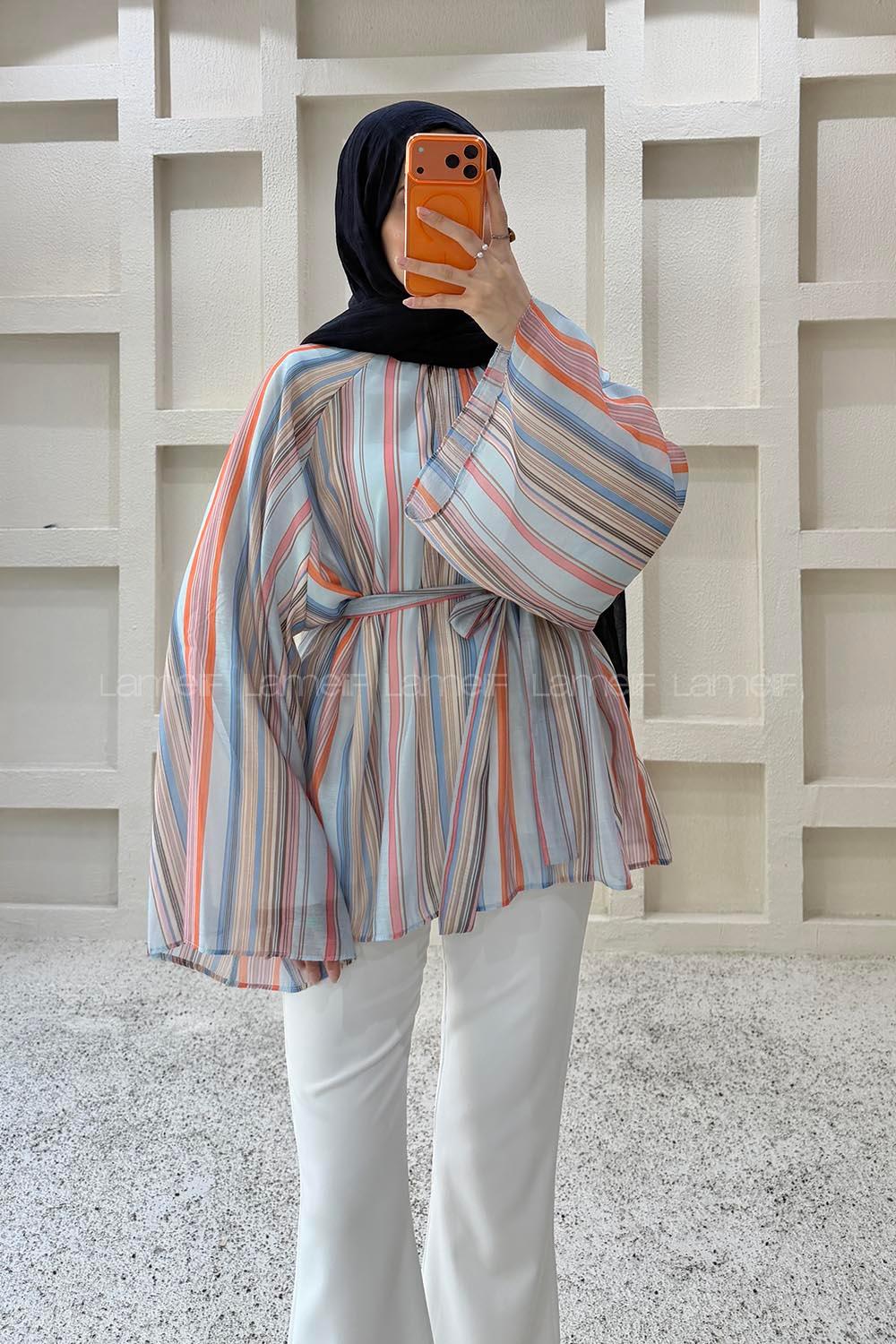 Blue Mandarin Collar Unprinted Tunic
