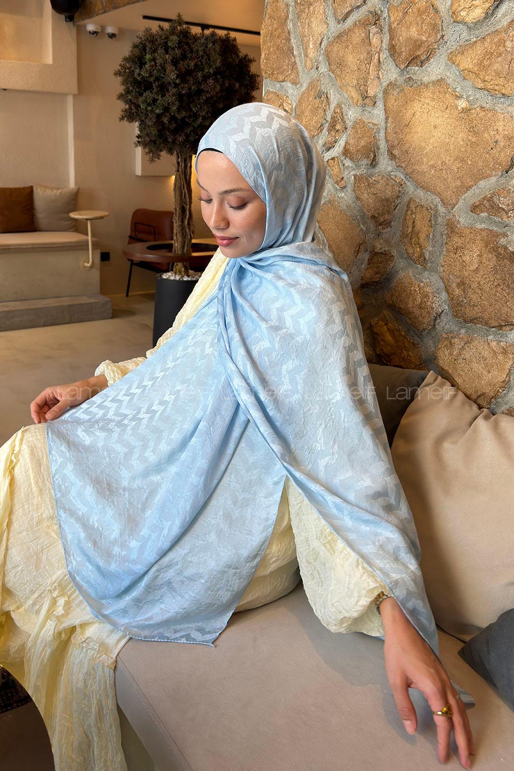 Baby Blue Cotton Fabric Viscose Fabric Printed Shawl