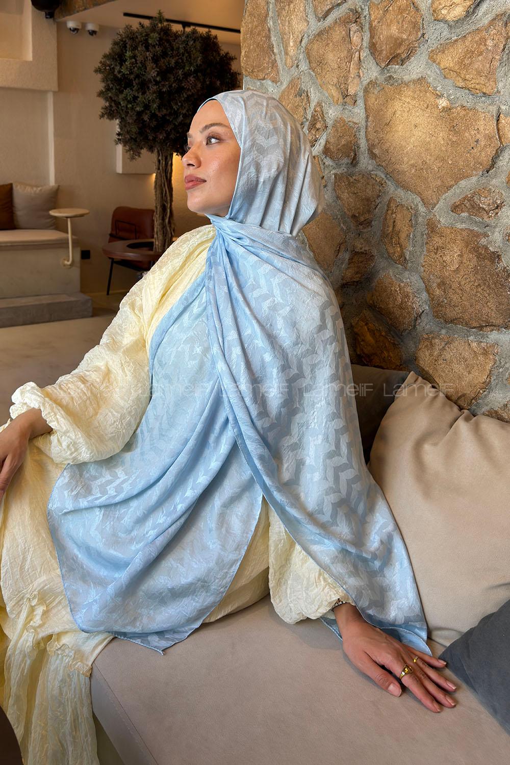 Baby Blue Cotton Fabric Viscose Fabric Printed Shawl