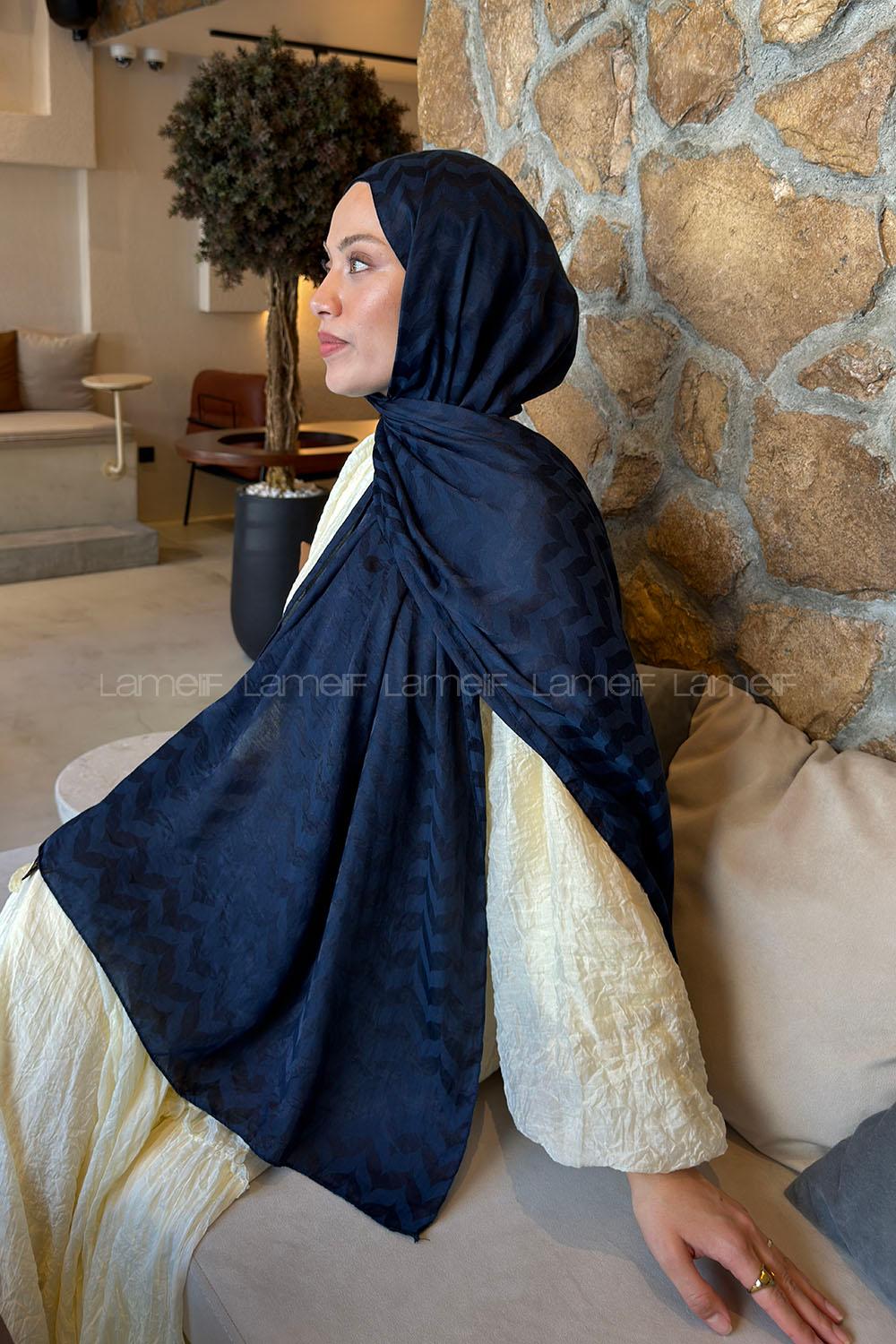 Navy Blue Cotton Fabric Viscose Fabric Printed Shawl